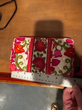 Vera Bradley Quilted Floral Zip Wallet in Pink, Orange & Green